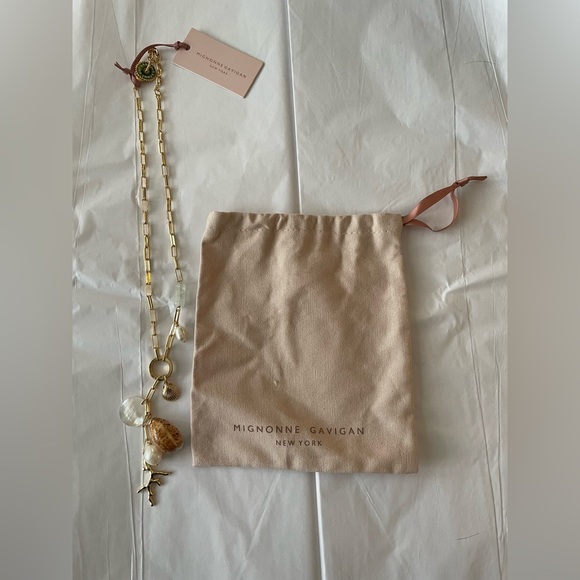 Mignonne Gavigan Coraline Necklace Goldtone Paperclip Chain Shells Pearl NEW - Picture 7 of 8